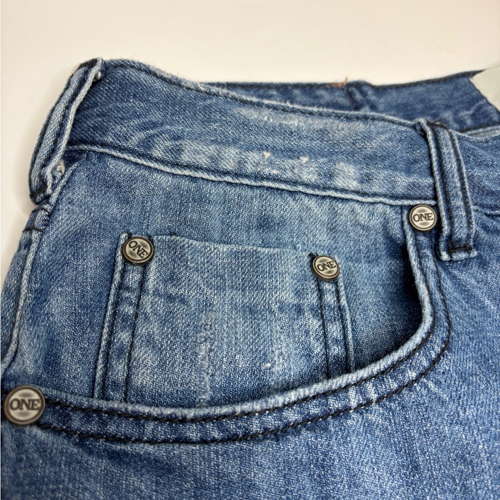 One Teaspoon FRANKIES Frayed Hem/Button Fly Blue Jean Denim Shorts/29 - Picture 12 of 16